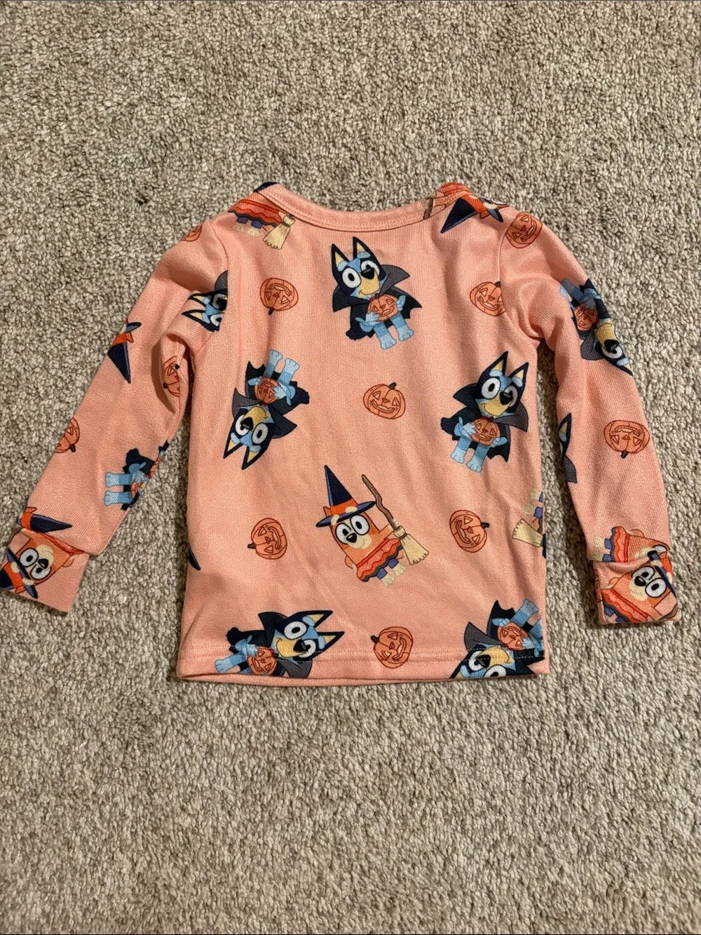 Bluey Halloween Peach Kids Pajama Set - Long Sleeve Top & Pants